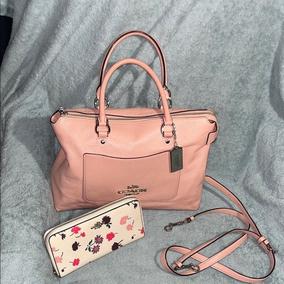Coach Handbags - Coach Blush Pink Satchel and Floral Wallet Set